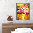Frameless Oil Paint By Numbers Flamingo DIY Canvas Picture Craft for Home