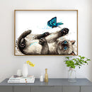 Diamond Kit Painting Round DIY Rhinestone Picture Full Drill Cat Butterfly 5D