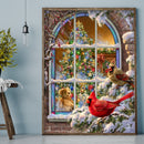 5D Full Round Diamond Painting DIY Christmas Snow Bird Living Room Decoration