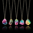 Rainbo Aura Quartz Crystal Pendulum Necklace Pendant B1T3 Crystal Chakra E6H6