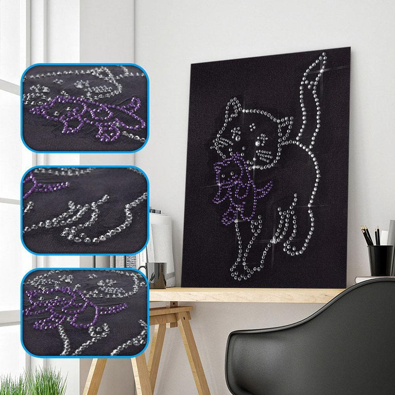 5D DIY Fluorescent Diamond Painting Cute Cat Cross Stitch Embroidery Mosaic