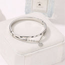 Women Jewelry Roma Letter Stainless Steel Cuff Bangles Heart Dangle Bracelet