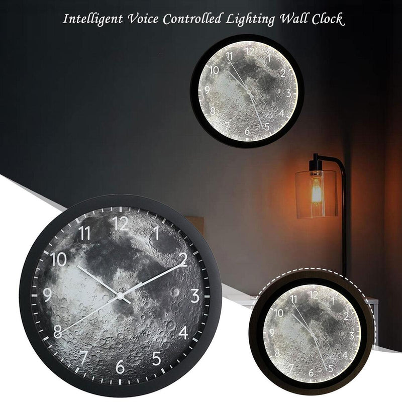Intelligent LED Voice Controlled Lighting Wall Clock Creative Luxury Clock Mute,