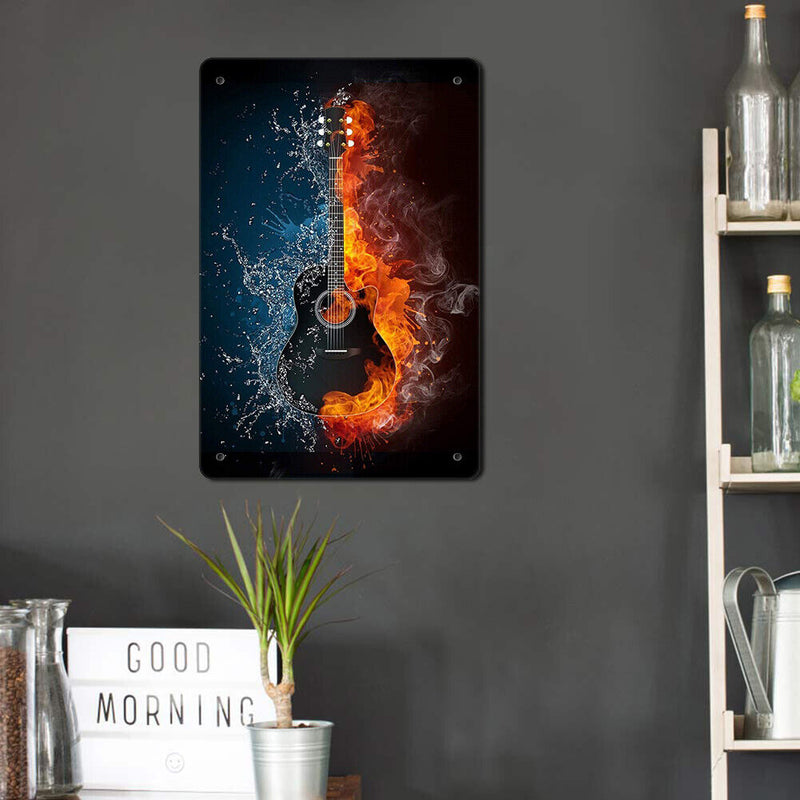 Metal Signs Guitar Iron Painting Home Metal Wall Art Plaque Poster 20x30cm