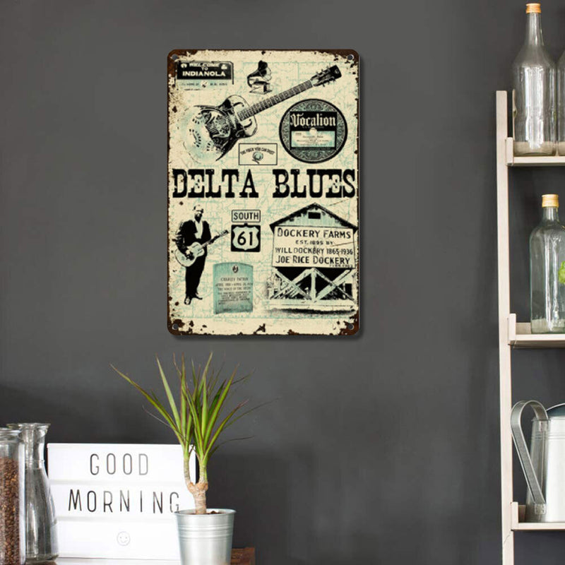Delta Blues Poster Plate Metal Tin Sign Plaque for Bar Pub Club Wall Home D
