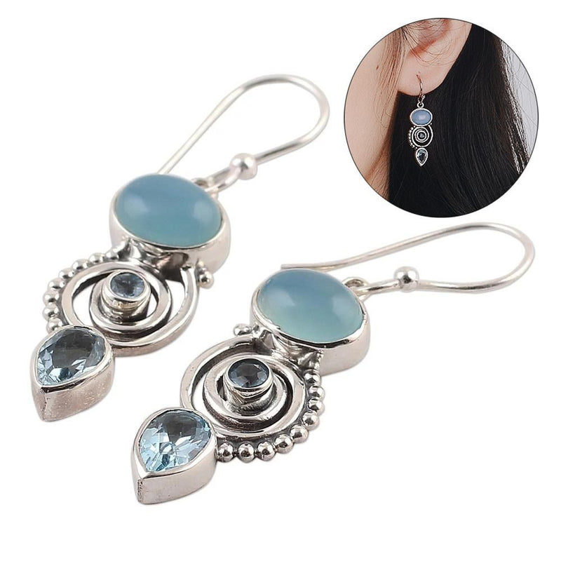 Wedding Jewelry Party Chic Peridot Moonstone Topaz Ear Stud Moonstone Earrings