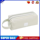 Large Capacity Pencil Case Bags Zipper Solid Stationery Box (Light Grey)