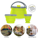3pcs Silicone Folding Kettle Cup Set Portable Collapsible Tableware (Green)
