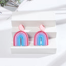Gradient Rainbow Colors Dangle Drop Earrings Clay Earrings Arched Candy Color