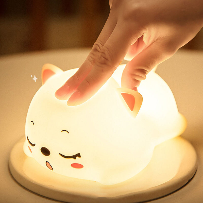 Touch Pat LED Night Light USB Rechargeable Silicone Remote Control Colorful Lamp