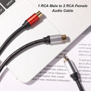Metal 1 Male to 2-RCA Female Adapter Stereo Y Adapter Splitter Audio Cable Newly
