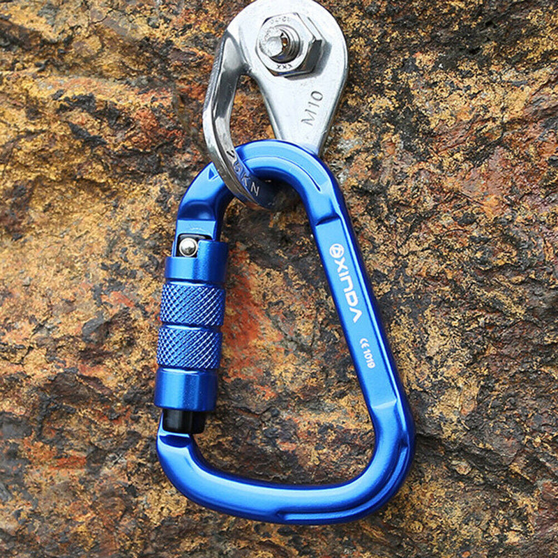 25KN Safety Auto Master Lock Carabiner Outdoor Rock Climbing Buckle (Blue)