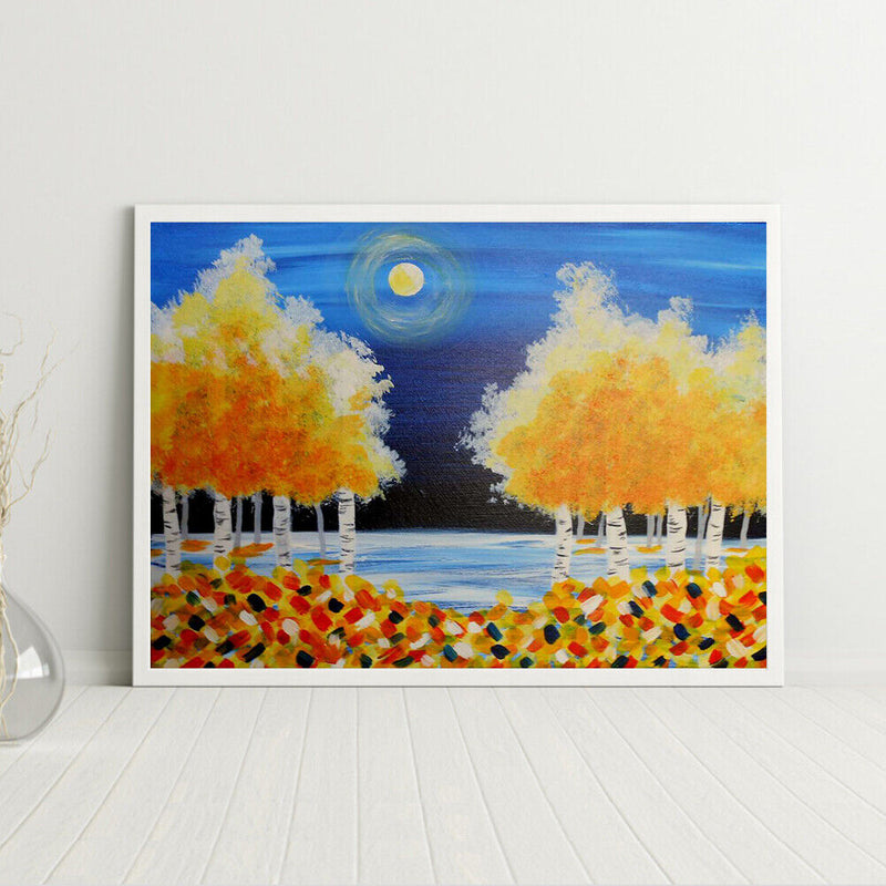 Frameless Oil Paint By Numbers DIY Ginkgo Trees Picture Craft Kit for Bedroom