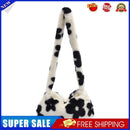 Retro Women Flower Print Shoulder Underarm Bag Winter Plush Purse (Black)