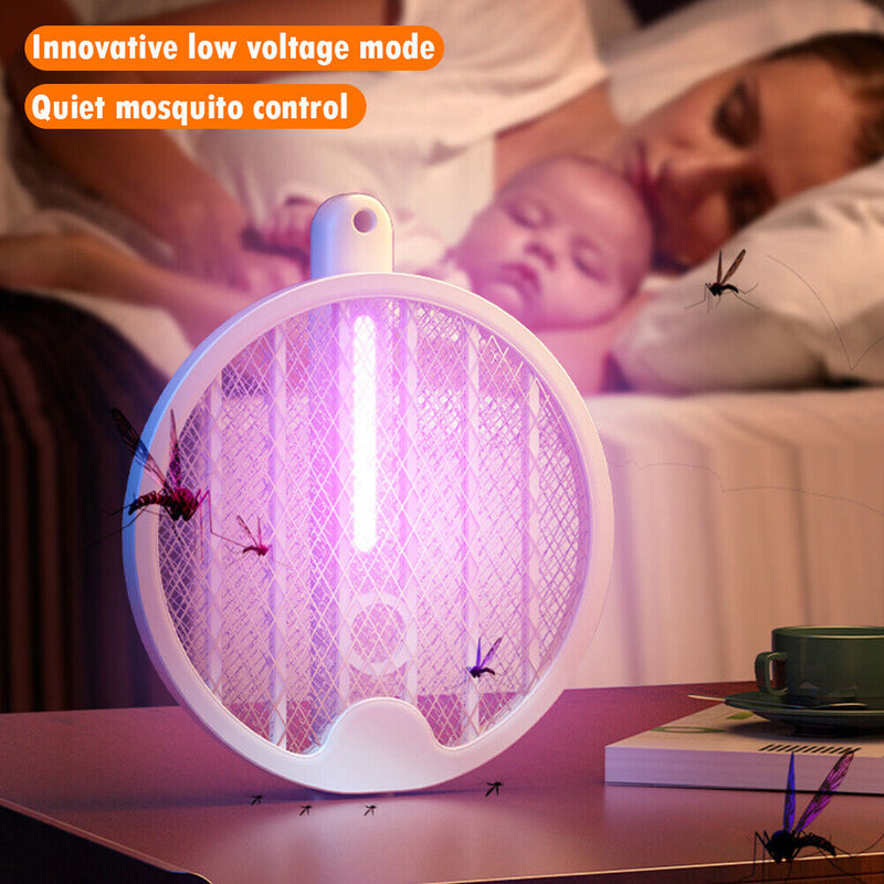 Mosquito Swatter Killer UV Night Light Foldable Flies Insect Trap (Beige) Newly