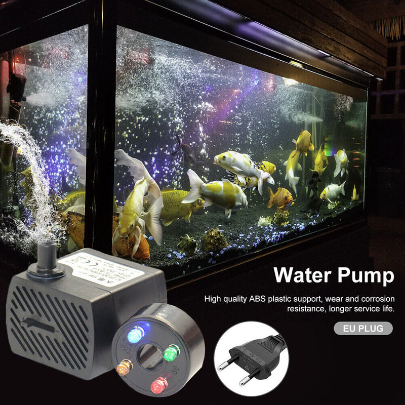 350L/H 5W 4 LED Colorful Light Submersible Aquarium Water Pump for Pond Fount