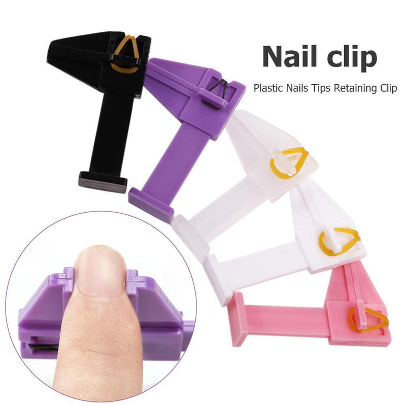 Plastic Nails Tips Retaining Clip Polish UV Gel Acrylic Glue Holder (5pcs)