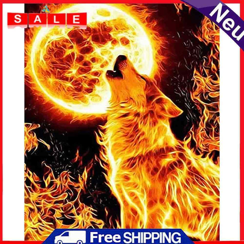 Wolf Frameless Picture Oil Paint By Numbers Hand Painted Picture for Bedroom
