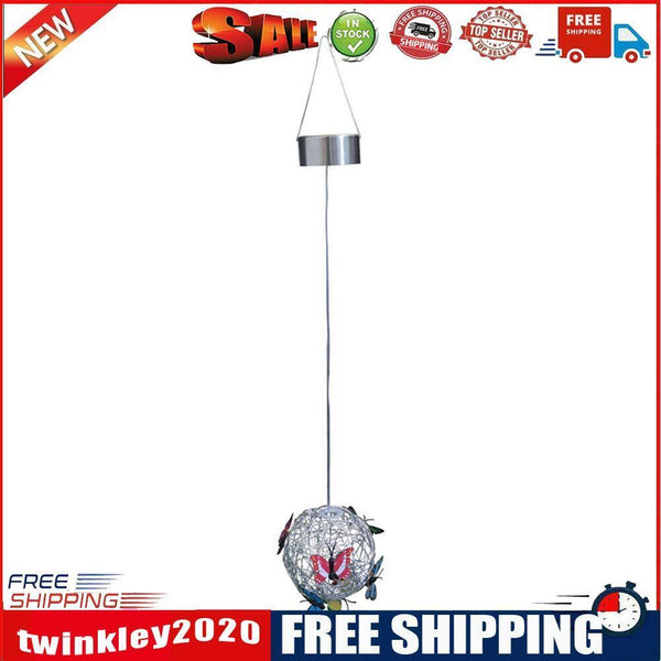 LED Solar Butterfly Ball Hanging Tree Light Outdoor Garden Yard Decor Lamp