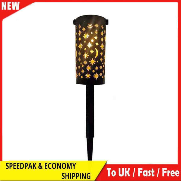 Solar LED Iron Art Lantern Light Star Moon Hanging Lamp for Garden Yard Pathway