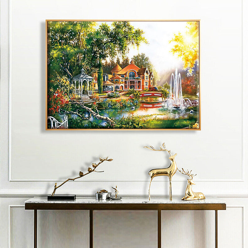 50x40cm Fountain Villa Frameless Picture Oil Paint By Numbers Painted Picture