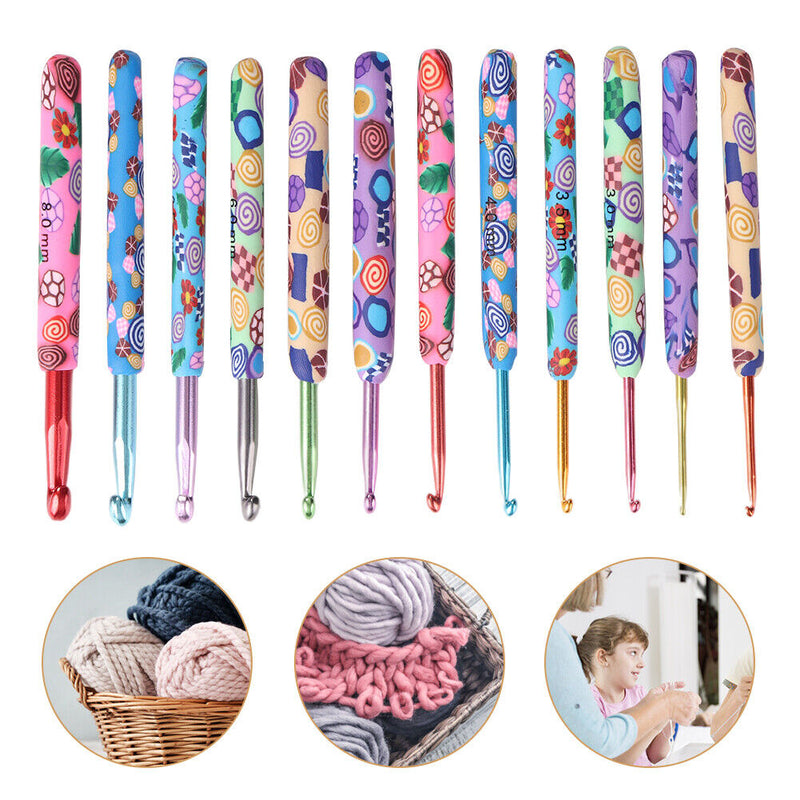 12pcs Soft Pottery Hooks Knitting Needles Set for Weave Sewing Needles
