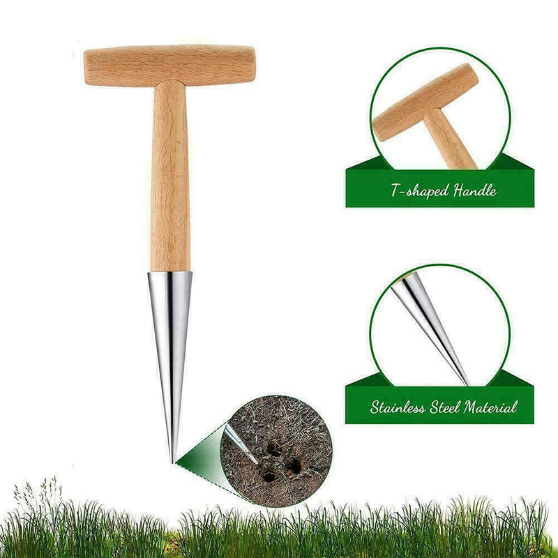 Wood & Steel Garden Dibber Planting Bulb Flower Root 2Q6W Planter Punch A4M1