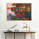 Oil Painting By Numbers Acrylic Handmade Lakeside Scenery Digital Picture D