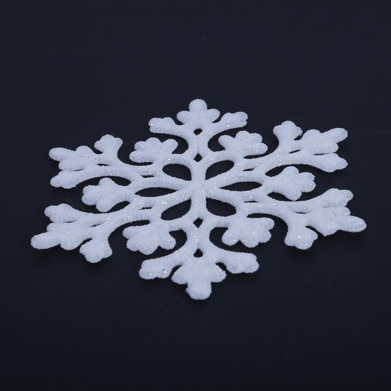 24pcs/Set 10cm Glitter Snowflakes Christmas Trees Decor Ornament(White)
