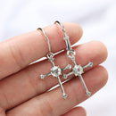 Woman Jewelry Party Accessories Diamante Cross Earrings Stud Earrings Dangle