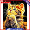Oil Paint by Numbers Cute Cat Canvas Artwork Living Room Picture Decoration Kit