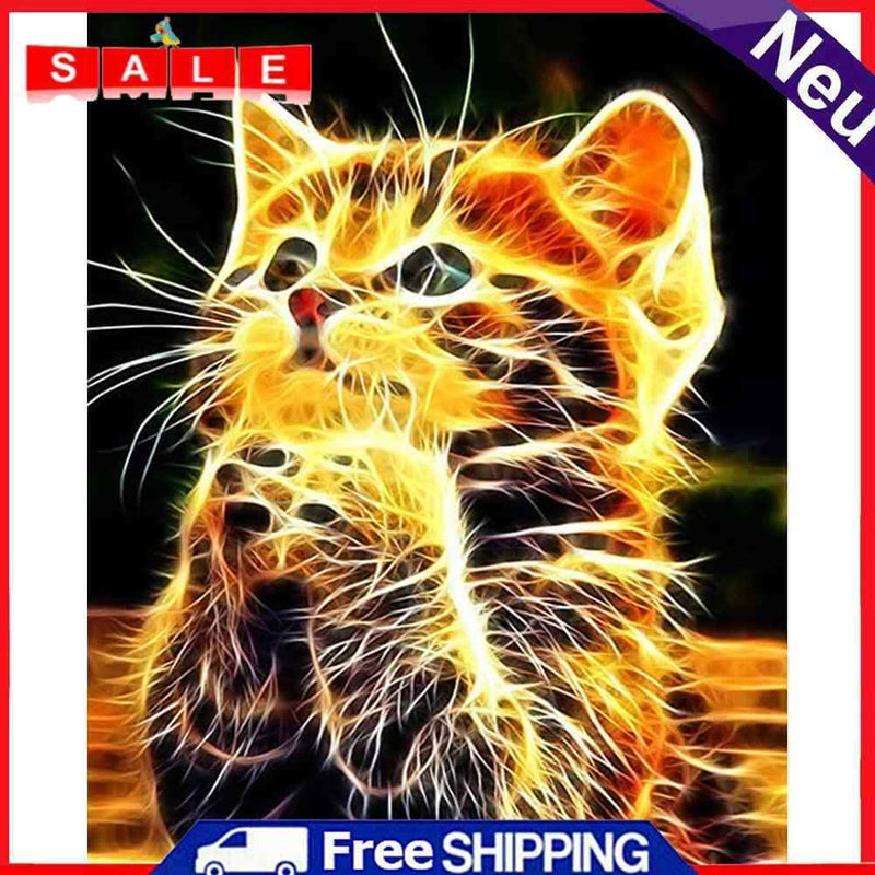 Oil Paint by Numbers Cute Cat Canvas Artwork Living Room Picture Decoration Kit