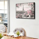DIY Paint By Number Kit Iron Tower Pink Flowers No Frame Home Decoration