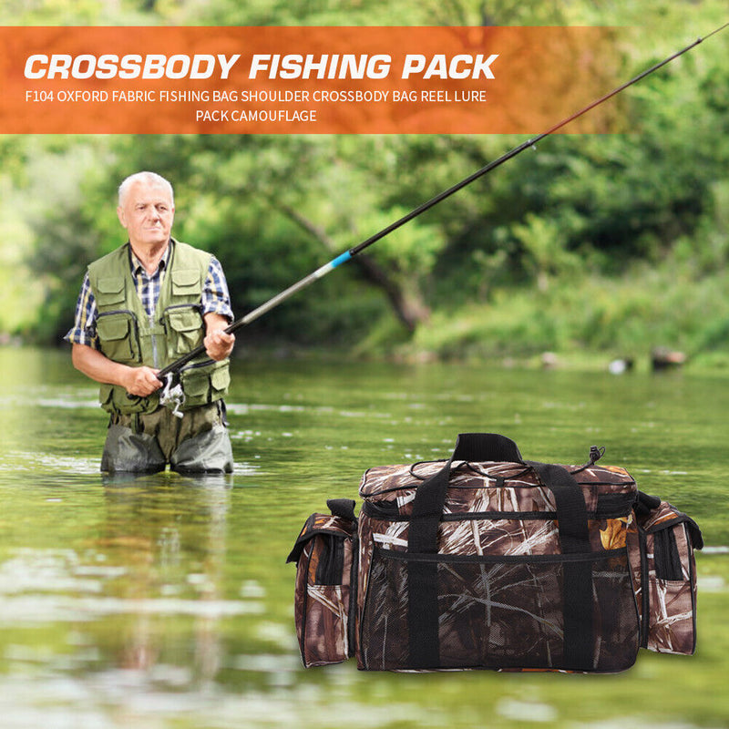 F104 Fishing Bag Oxford Fabric Lure Storage Pack Shoulder Crossbody Bag Newly