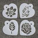 4pcs/Set DIY Leaf Flower Coffee Stencils Cake Baking Scrapbook Templates