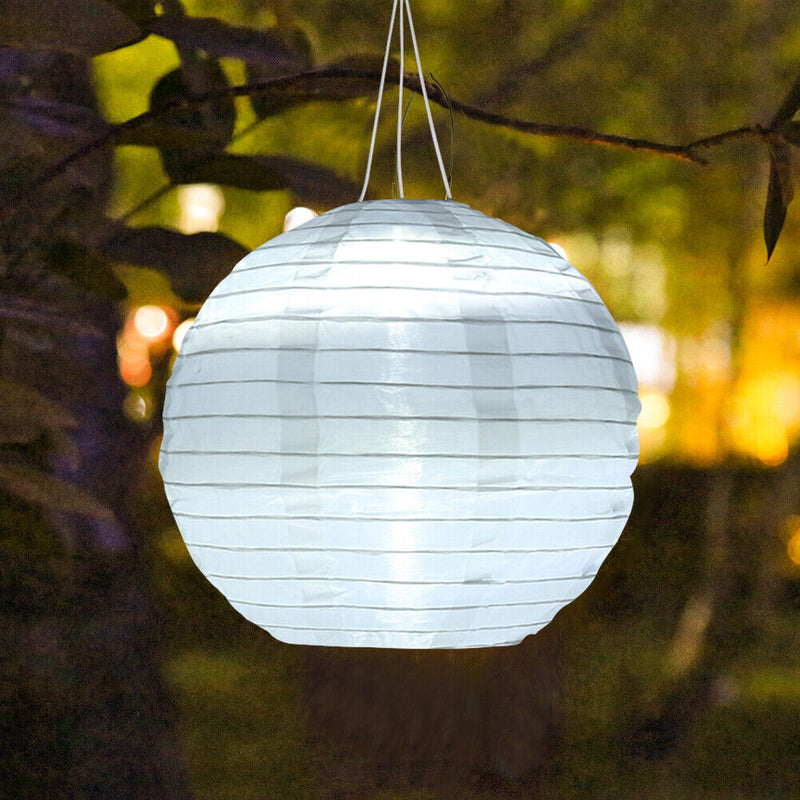 30cm 12 inch Waterproof Lantern Solar Nylon Cloth Hang Festival Lights (A) Newly