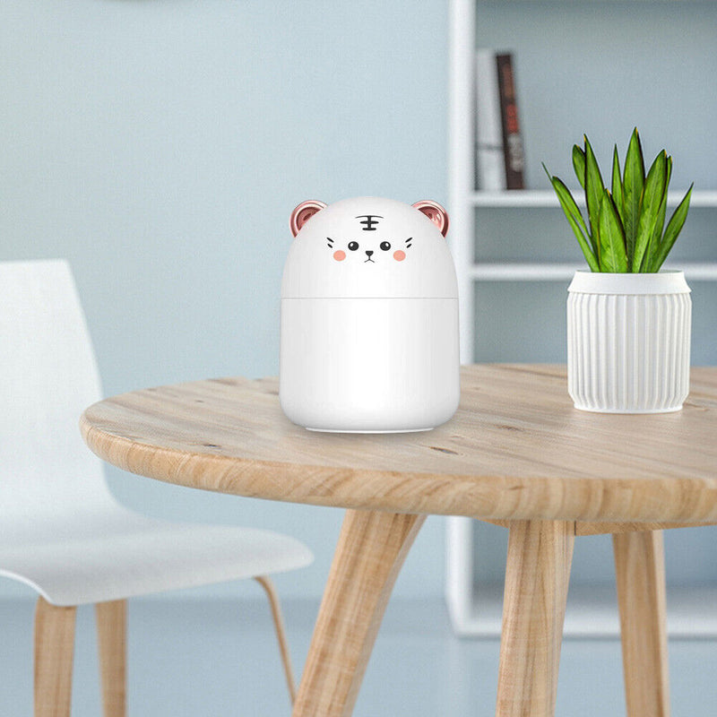Air Humidifier Cute Tiger Aroma Diffuser with Night Light Cool Mist (White)