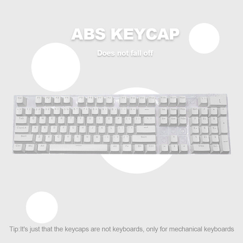 104pcs Universal Mechanical Keyboard Keycaps PC Bakclit Key Cap Set (White)
