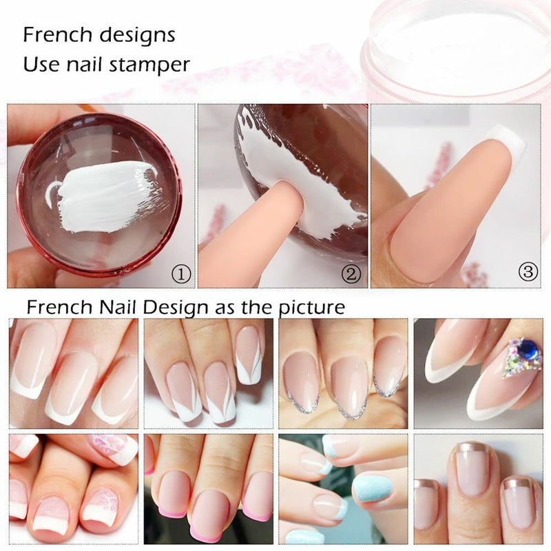 Design DIY for French Tips Transparent Jelly Nail Stamper Scraper Set Silicone