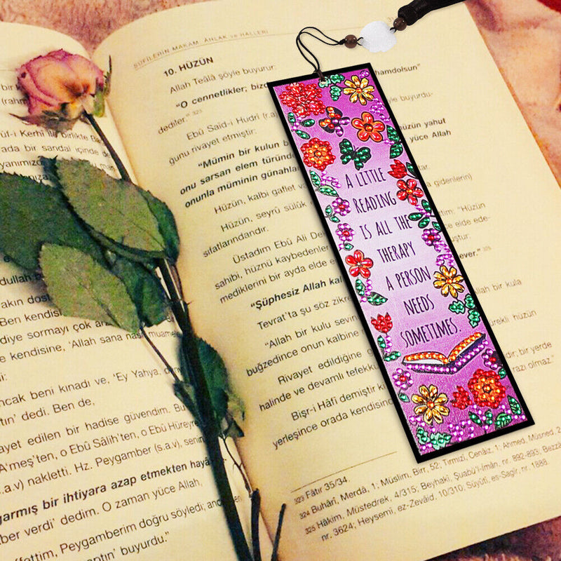 Leather Tassel Flowers Letter DIY Special Shape Diamond Painting Mosaic Bookmark