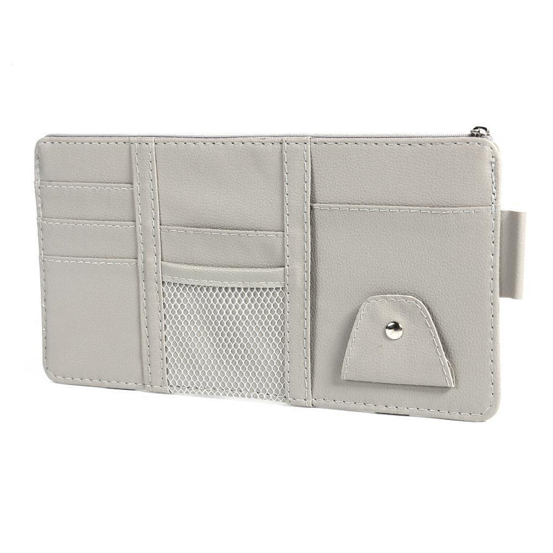 Car Sun Visor Organizer Holder Bag with Zipper for Glasses Phone (Grey)