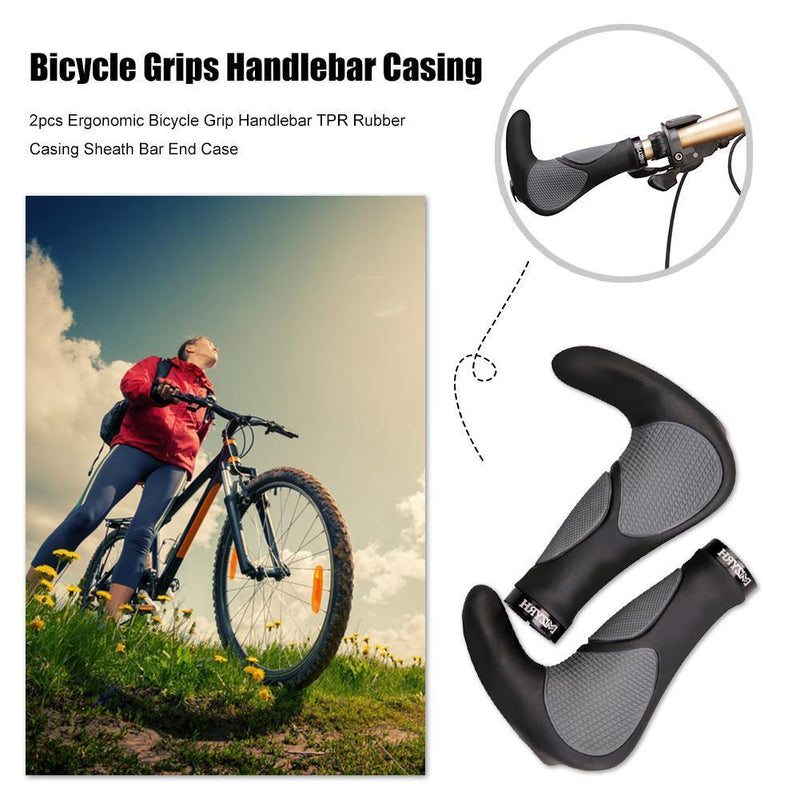 2pcs Ergonomic Bicycle Grip Handlebar TPR Rubber Casing Sheath Bar End (A) Newly