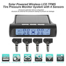 Solar Car TPMS Black White Screen 4 Sensor Tire Pressure Monitoring Alarm S