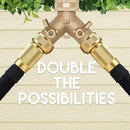Brass Double Two Way Tap Garden Connector Adaptor Hose Splitter`