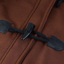 Thicken Solid Hooded Trench Coat Horn Buckle Women Outerwear (Coffee 3XL)