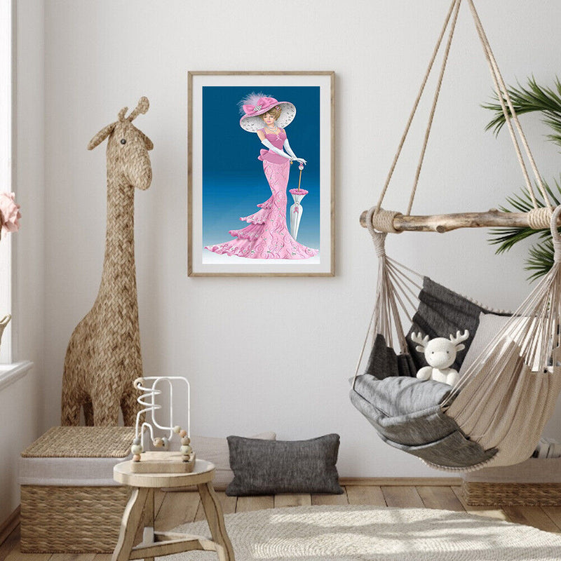 Pink Princess Oil Paint By Numbers Kits DIY Handpainted on Canvas Wall Art Decor