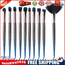 10pcs Mermaid Fish Hook Fan Shaped Foundation Powder Makeup Brushes Set(A)