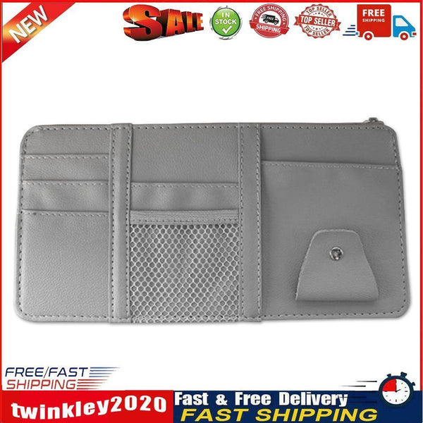 Automobile Car Sun Visor Organizer Storage Bag Hanging Card Holder (Grey) Newly