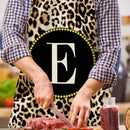 Leopard E Printed Linen Apron Waterproof Pinafore for Home Bibs (82x68cm)