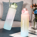 1000ML Plastic Water Bottle with Handle One-button Lock Space Cup (Pink) Newly